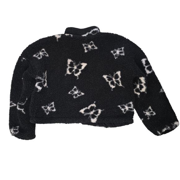 Wild Fable Cropped Sherpa Jacket Shacket Womens Butterfly Coquette Fairy Whimsy - Picture 2 of 8